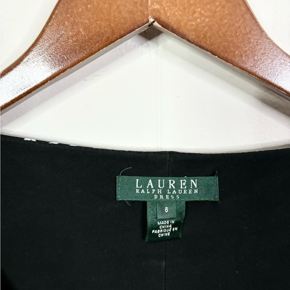 Lauren Ralph Lauren midi dress black pattern long sleeve gathered size 6 - Picture 4 of 4